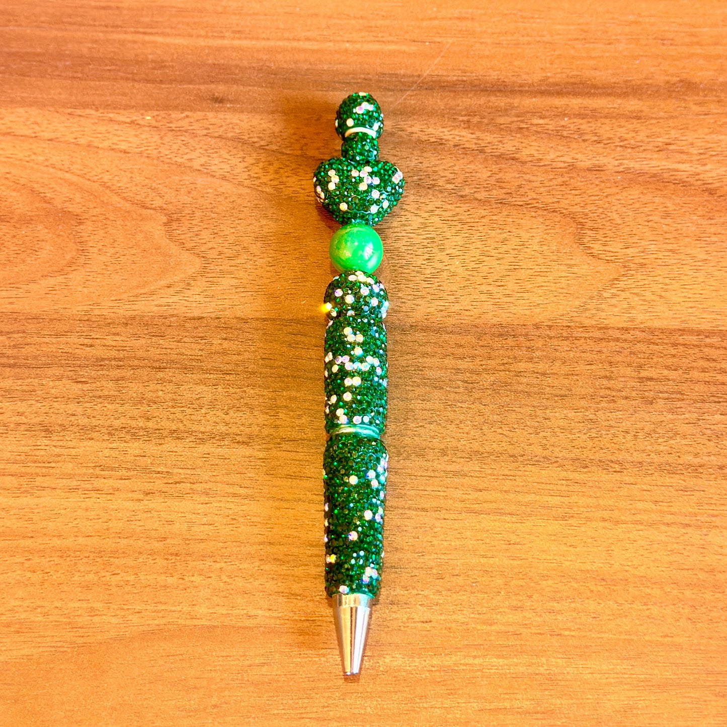 Green Rhinestone Bling Beaded Pen - Glam Stationery