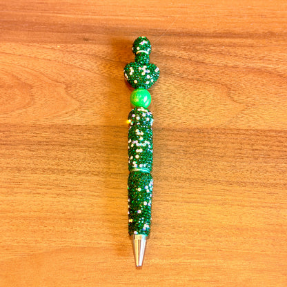Green Rhinestone Bling Beaded Pen - Glam Stationery