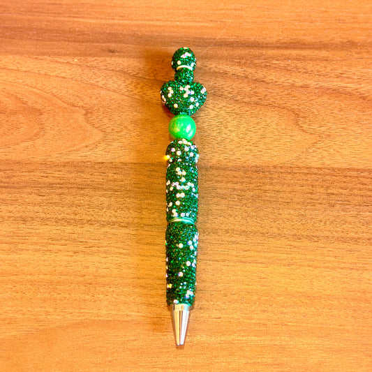 Green Rhinestone Bling Beaded Pen - Glam Stationery
