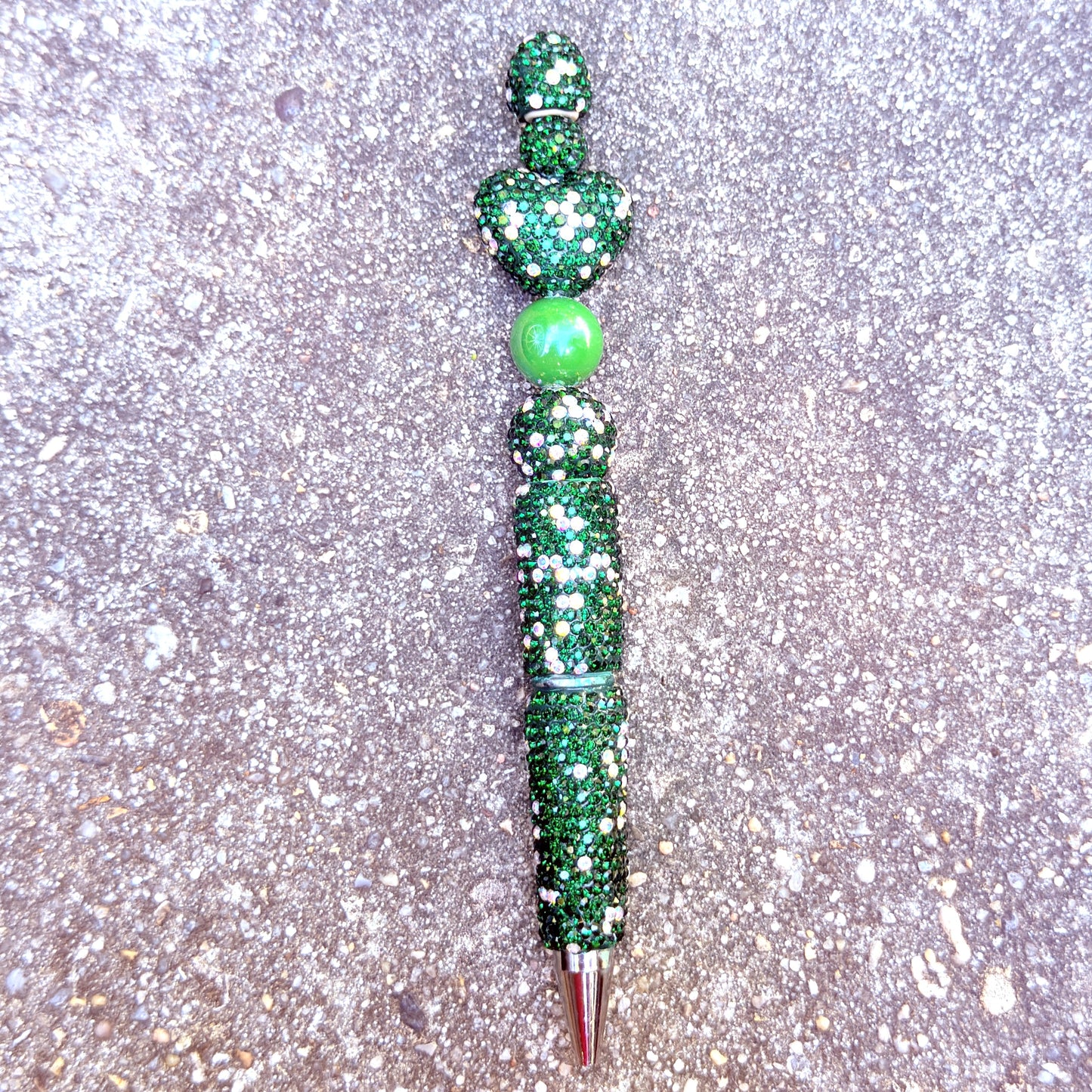 Green Rhinestone Bling Beaded Pen - Glam Stationery