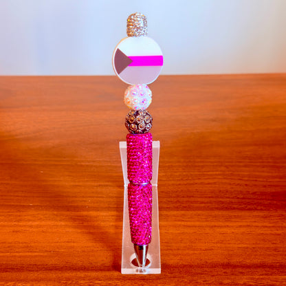 Demisexual Pride Rhinestone Beaded Pen | Super Sparkly Retractable Pen