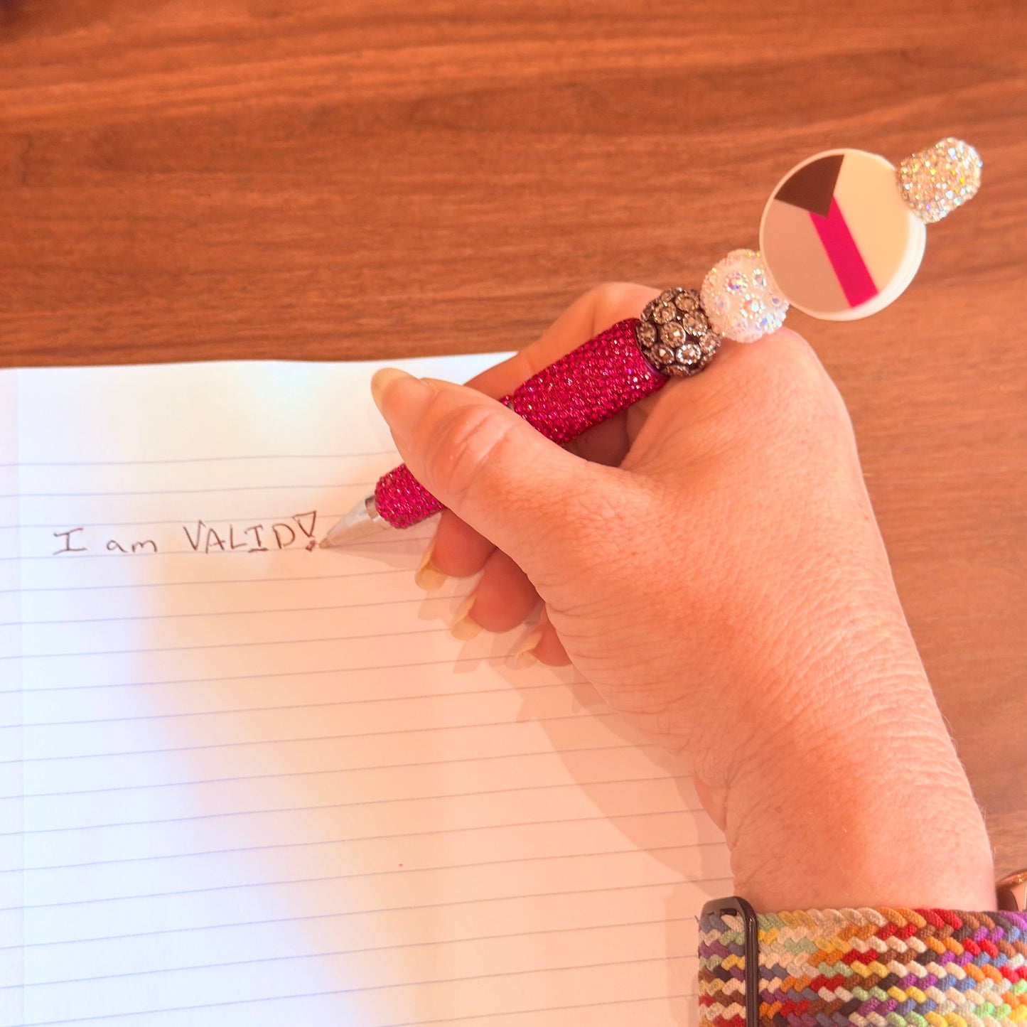 Demisexual Pride Rhinestone Beaded Pen | Super Sparkly Retractable Pen
