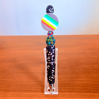 Disability Pride Rhinestone Beaded Pen | Super Sparkly Retractable Pen