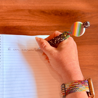 Disability Pride Rhinestone Beaded Pen | Super Sparkly Retractable Pen
