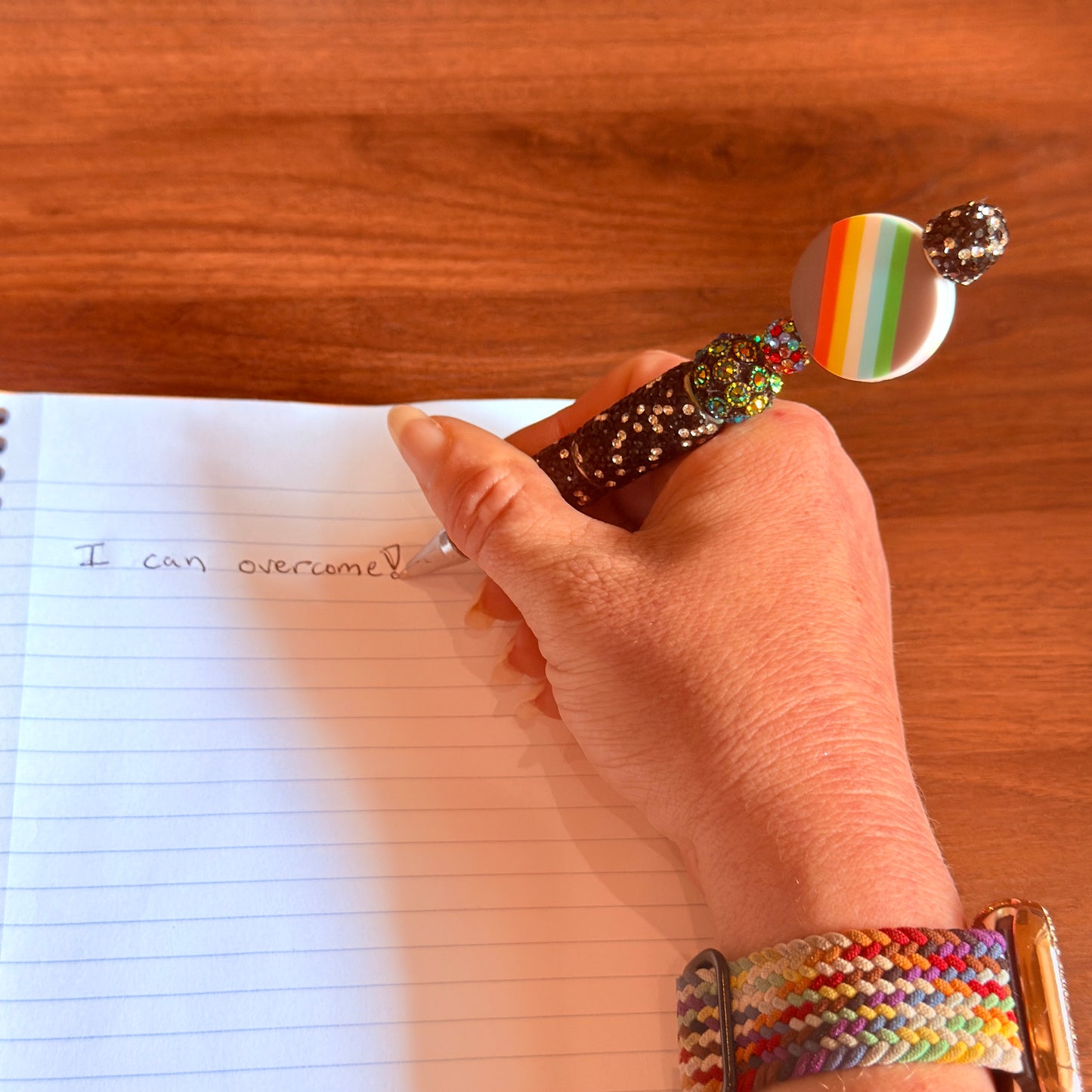 Disability Pride Rhinestone Beaded Pen | Super Sparkly Retractable Pen