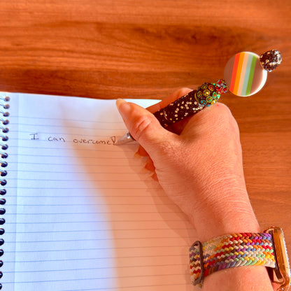 Disability Pride Rhinestone Beaded Pen | Super Sparkly Retractable Pen