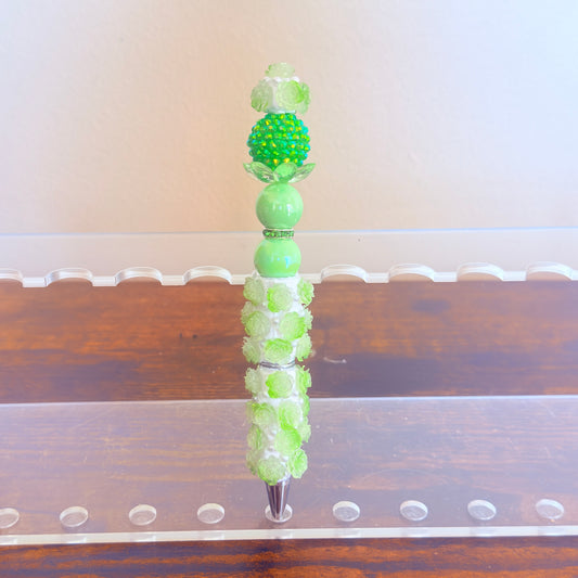 Enchanted Green Rose Beaded Pen – Bloom With Every Word