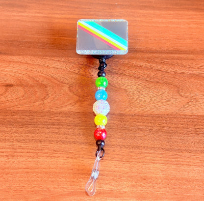 Disability Pride Acrylic Beaded Badge Reel - Interchangeable ID Clip