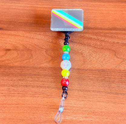 Disability Pride Acrylic Beaded Badge Reel - Interchangeable ID Clip