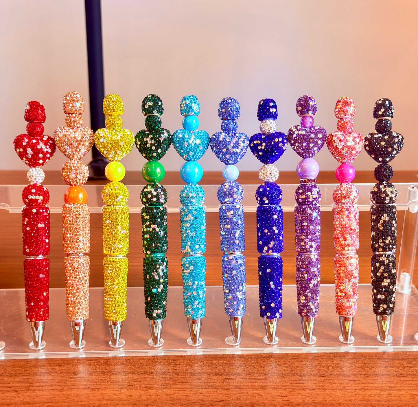 Deep Blue Rhinestone Bling Beaded Pen - Glam Stationery