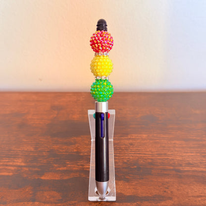 Juneteenth Pride Beaded Acrylic Rhinestone 4-in-1 Pen