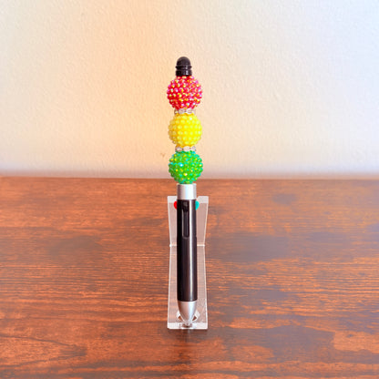 Juneteenth Pride Beaded Acrylic Rhinestone 4-in-1 Pen