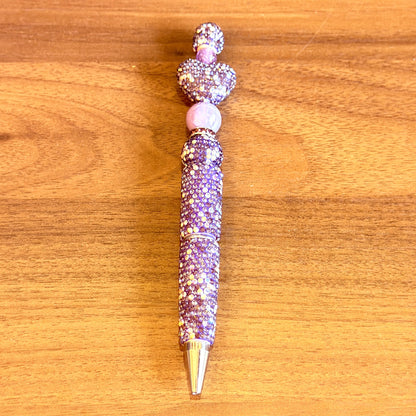 Lavender Rhinestone Bling Beaded Pen - Glam Stationery