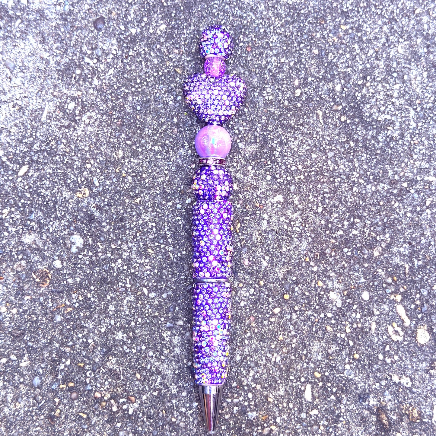 Lavender Rhinestone Bling Beaded Pen - Glam Stationery