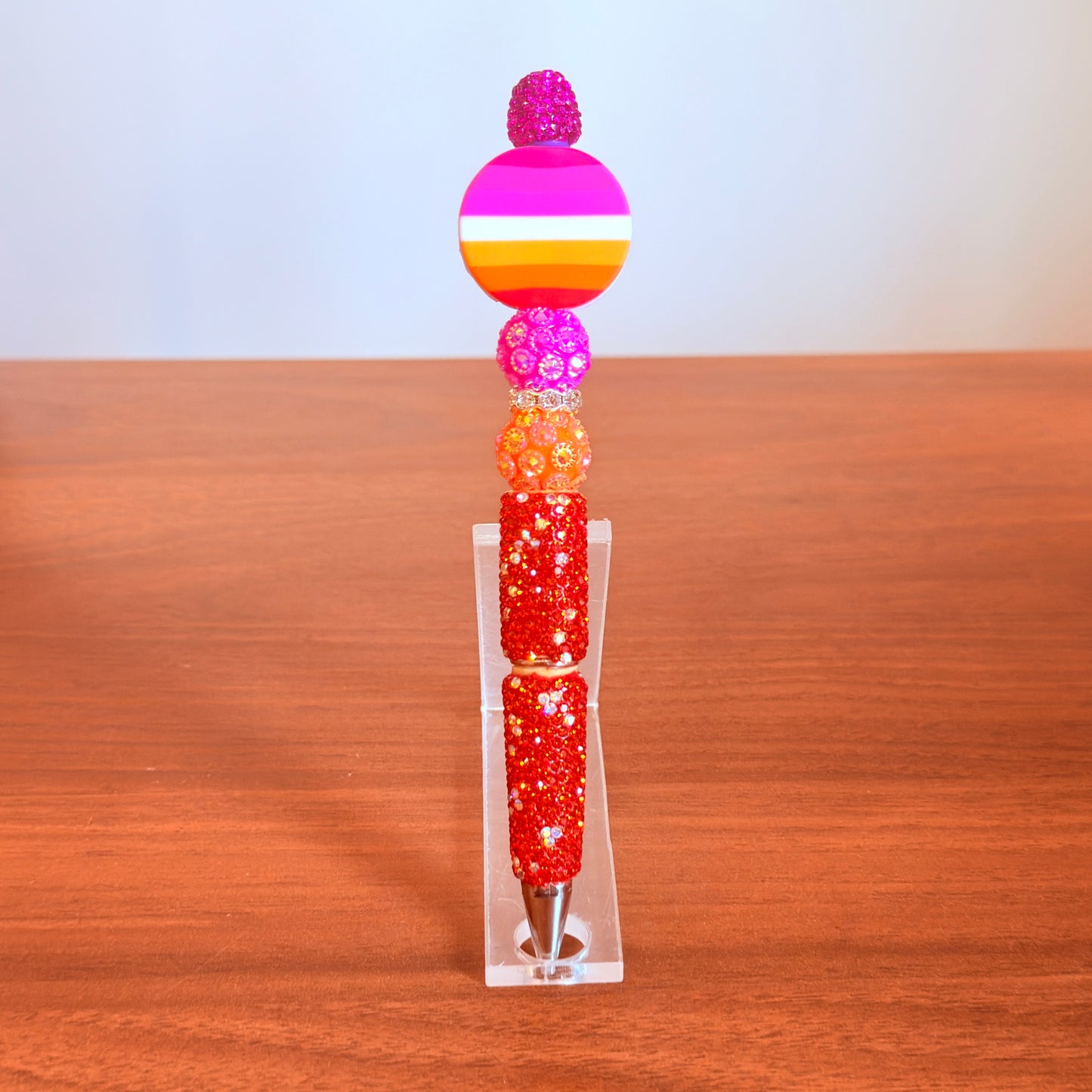 Lesbian Pride Rhinestone Beaded Pen | Super Sparkly Retractable Pen