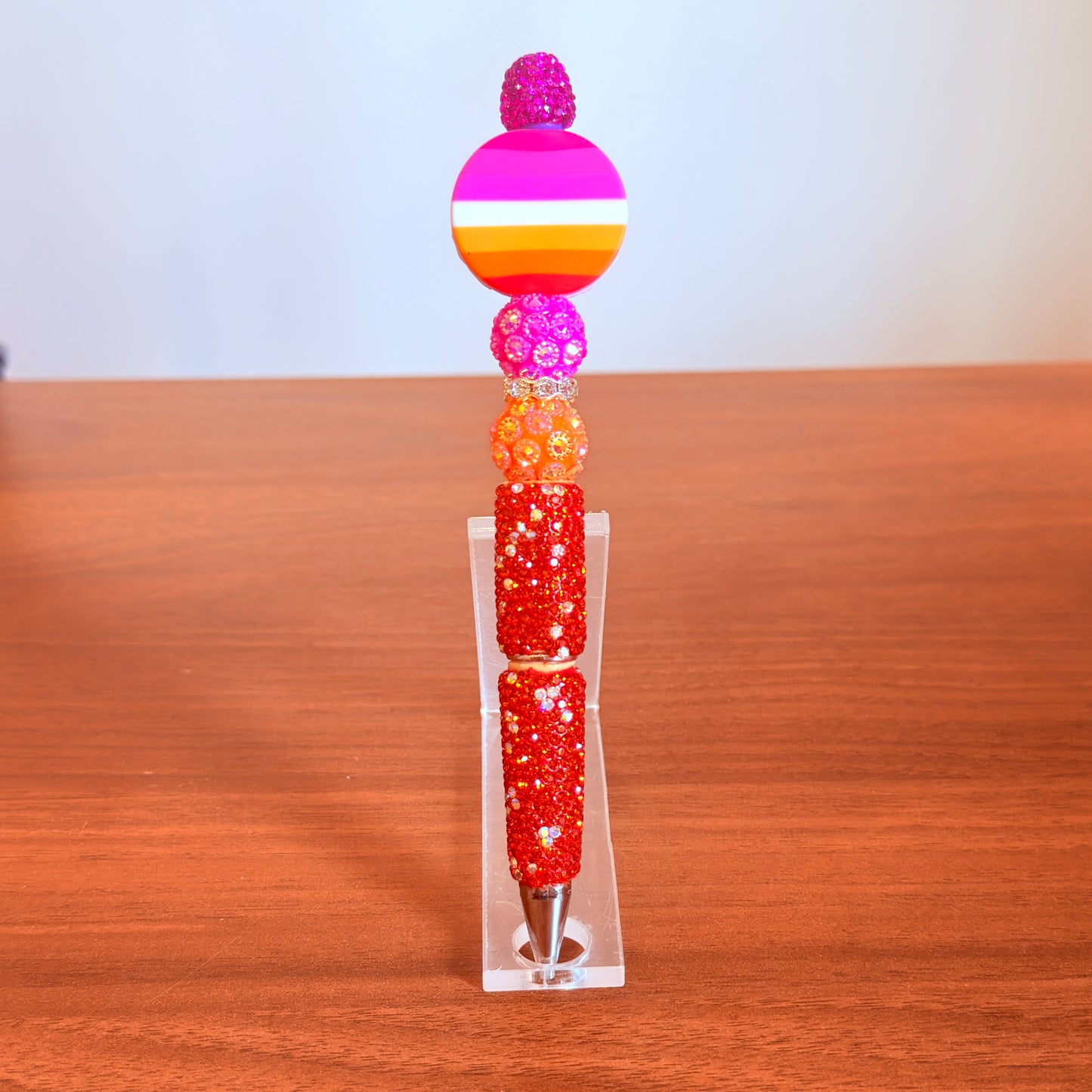 Lesbian Pride Rhinestone Beaded Pen | Super Sparkly Retractable Pen