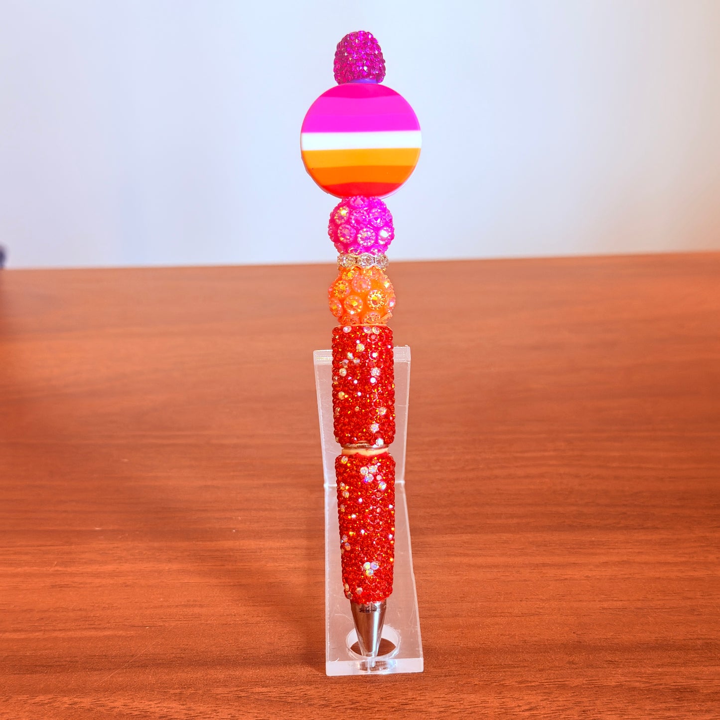 Lesbian Pride Rhinestone Beaded Pen | Super Sparkly Retractable Pen