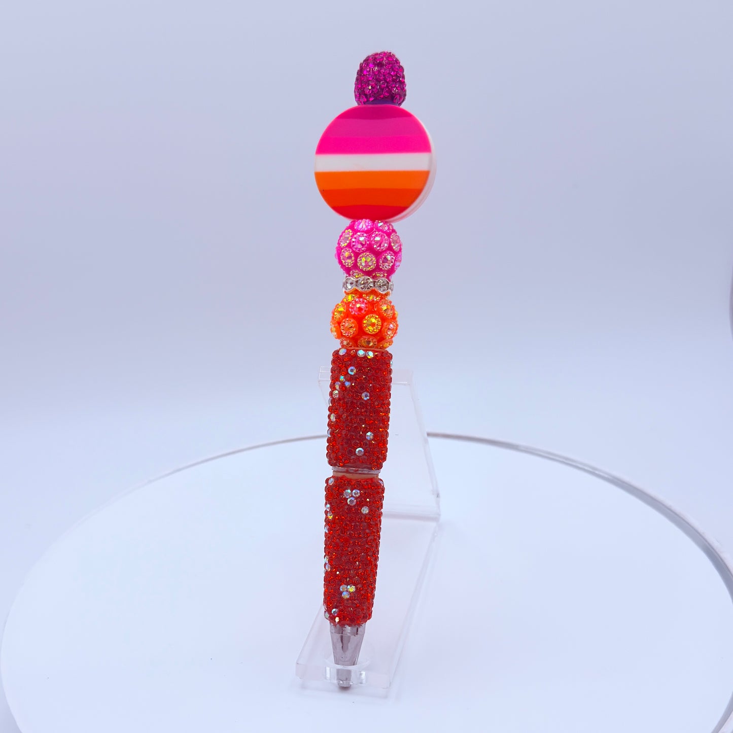 Lesbian Pride Rhinestone Beaded Pen | Super Sparkly Retractable Pen