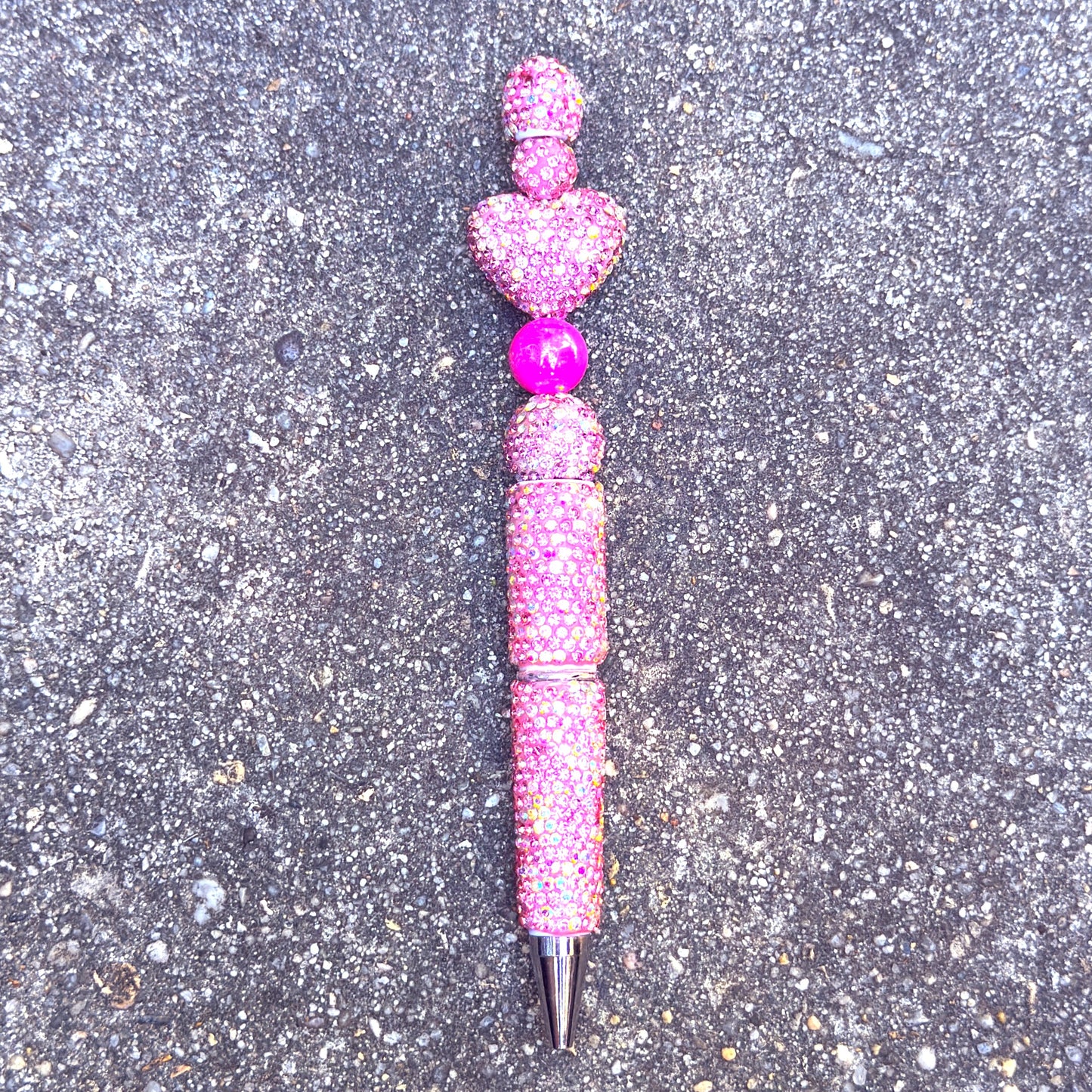 Pink Rhinestone Bling Beaded Pen - Glam Stationery