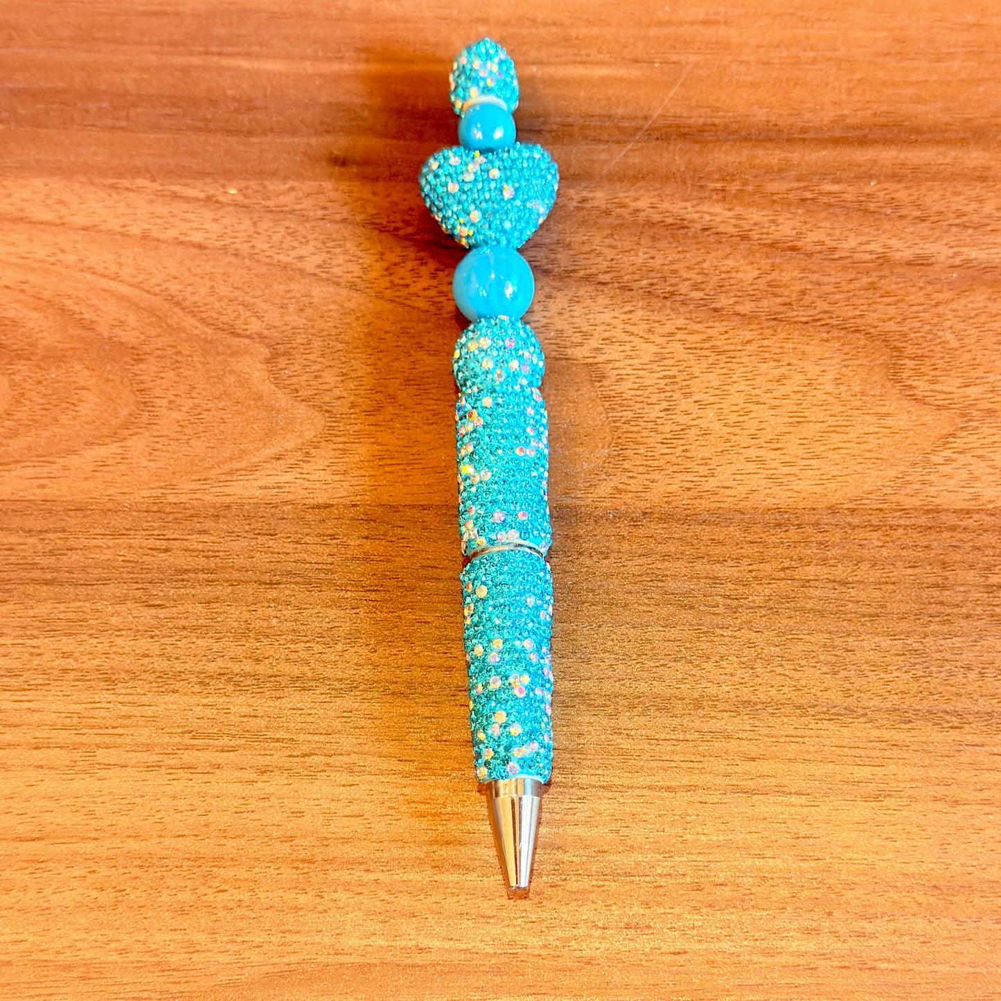 Light Blue Rhinestone Bling Beaded Pen - Glam Stationery