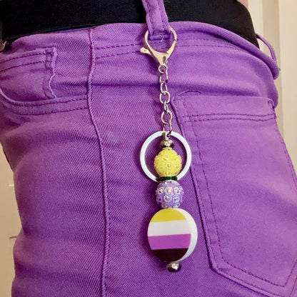 Nonbinary Pride Beaded Keychain/Bag Charm - LGBTQIA+ Gift