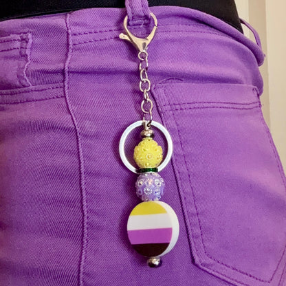 Nonbinary Pride Beaded Keychain/Bag Charm - LGBTQIA+ Gift
