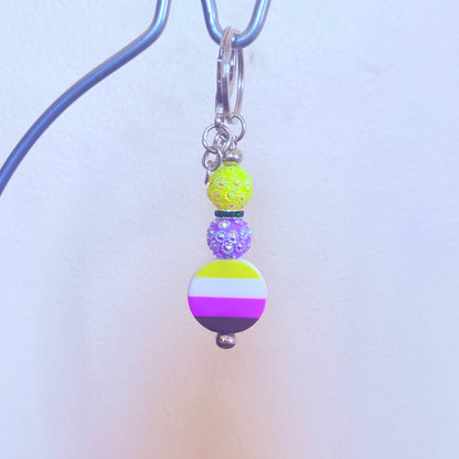 Nonbinary Pride Beaded Keychain/Bag Charm - LGBTQIA+ Gift