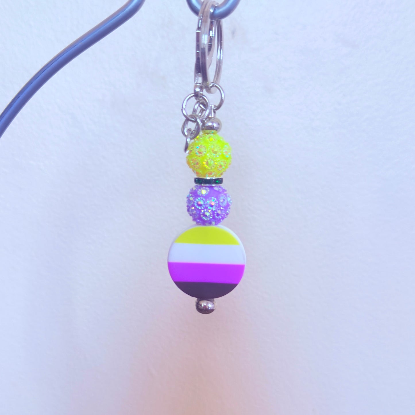 Nonbinary Pride Beaded Keychain/Bag Charm - LGBTQIA+ Gift