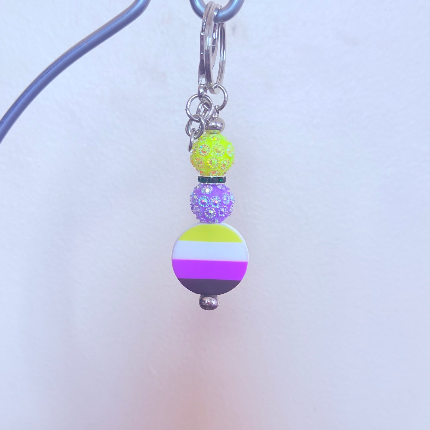 Nonbinary Pride Beaded Keychain/Bag Charm - LGBTQIA+ Gift