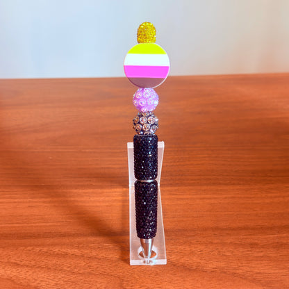 Nonbinary Pride Rhinestone Beaded Pen | Super Sparkly Retractable Pen