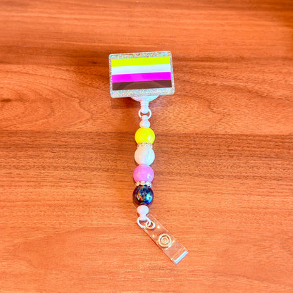 Nonbinary Pride Beaded Badge Reel – Bold, Bright, and Beautifully You