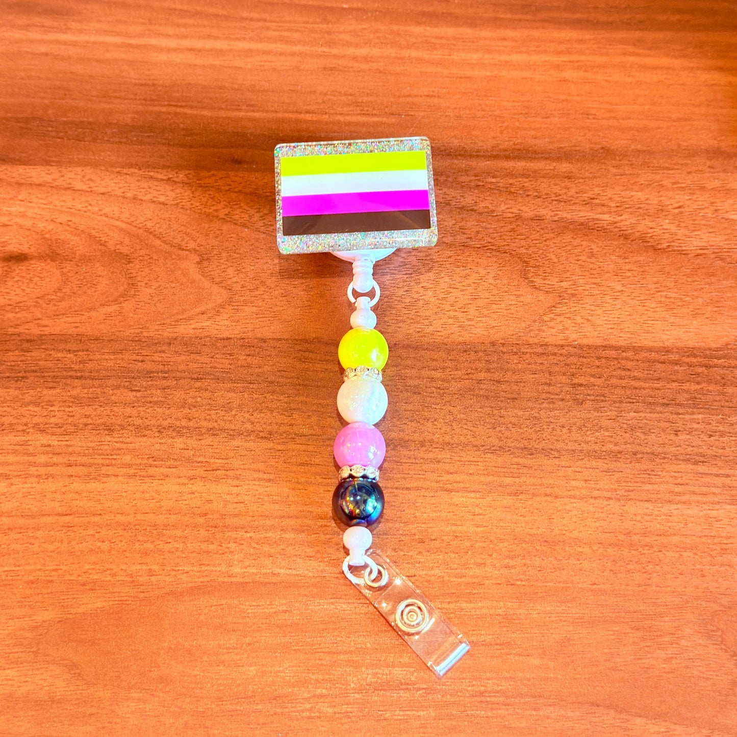 Nonbinary Pride Beaded Badge Reel – Bold, Bright, and Beautifully You