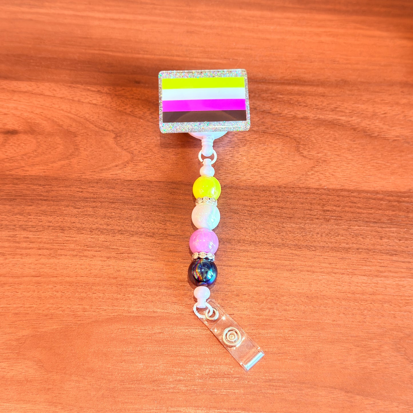 Nonbinary Pride Beaded Badge Reel – Bold, Bright, and Beautifully You