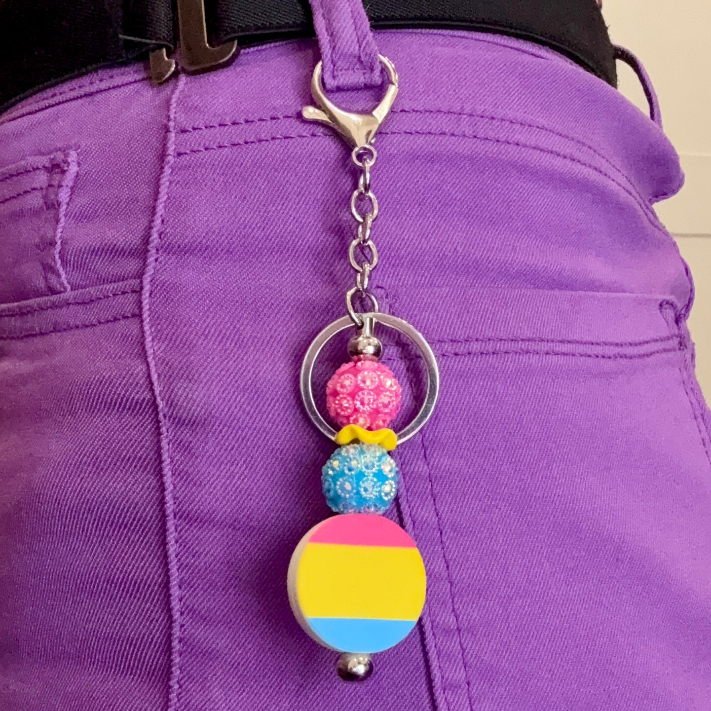 Pansexual Pride Beaded Keychain/Bag Charm - LGBTQIA+ Gift