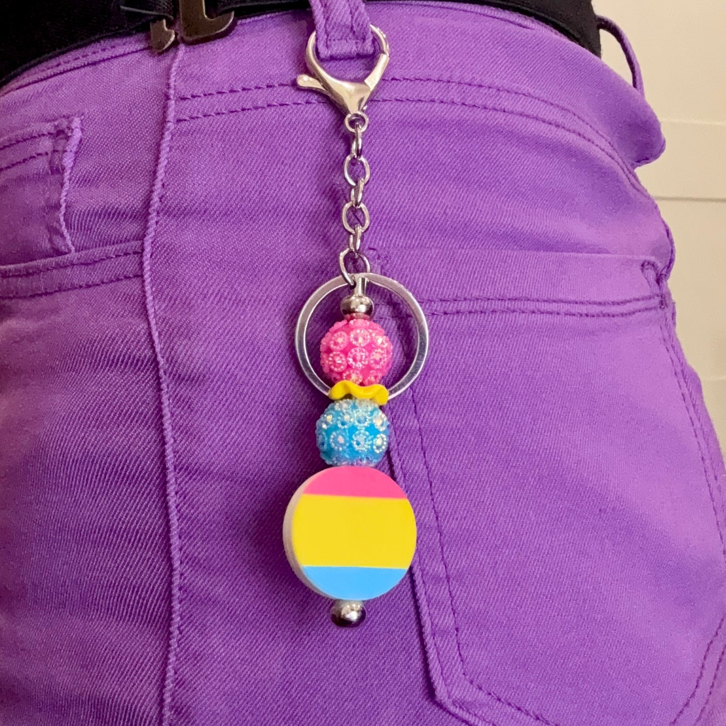 Pansexual Pride Beaded Keychain/Bag Charm - LGBTQIA+ Gift