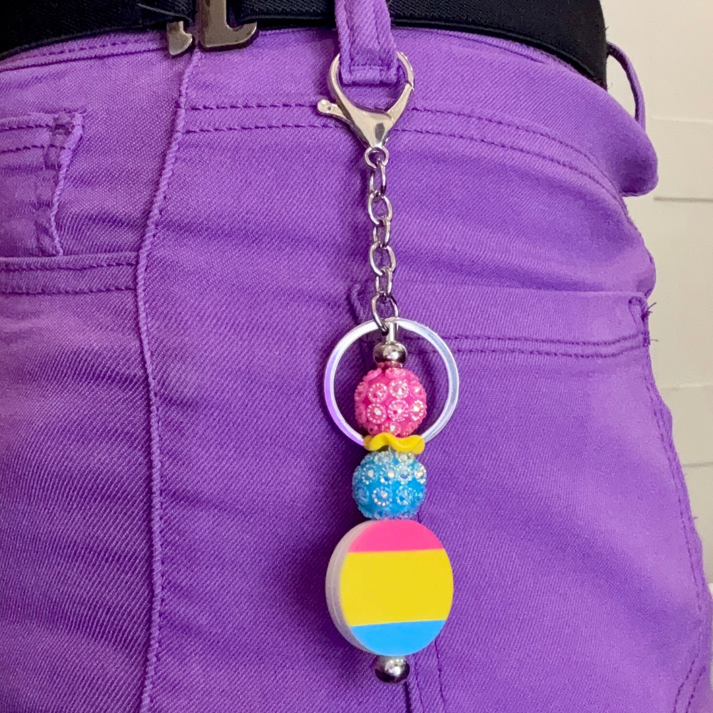 Pansexual Pride Beaded Keychain/Bag Charm - LGBTQIA+ Gift