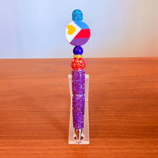 Polyamory Pride Rhinestone Beaded Pen | Super Sparkly Retractable Pen