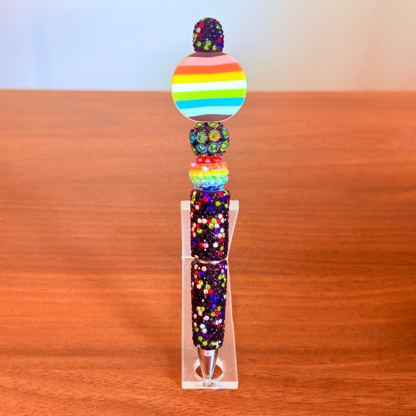 Queer Pride Rhinestone Beaded Pen | Super Sparkly Retractable Pen