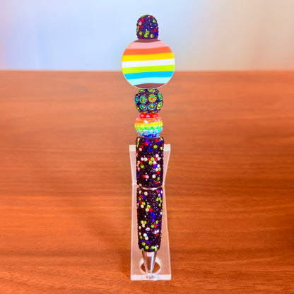 Queer Pride Rhinestone Beaded Pen | Super Sparkly Retractable Pen