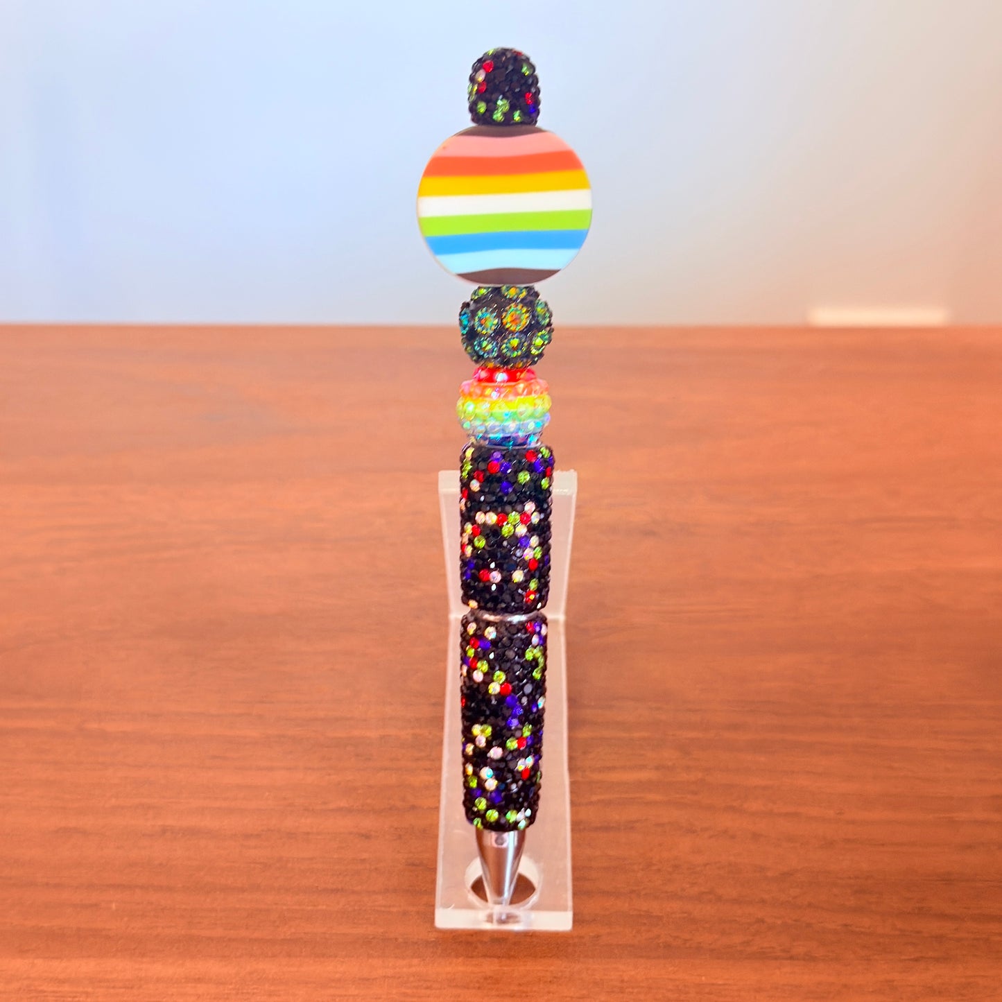 Queer Pride Rhinestone Beaded Pen | Super Sparkly Retractable Pen