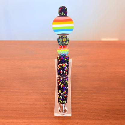 Queer Pride Rhinestone Beaded Pen | Super Sparkly Retractable Pen