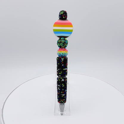 Queer Pride Rhinestone Beaded Pen | Super Sparkly Retractable Pen