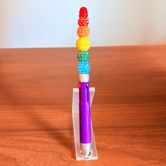 Rainbow Pride Beaded Acrylic Rhinestone 4-in-1 Pen
