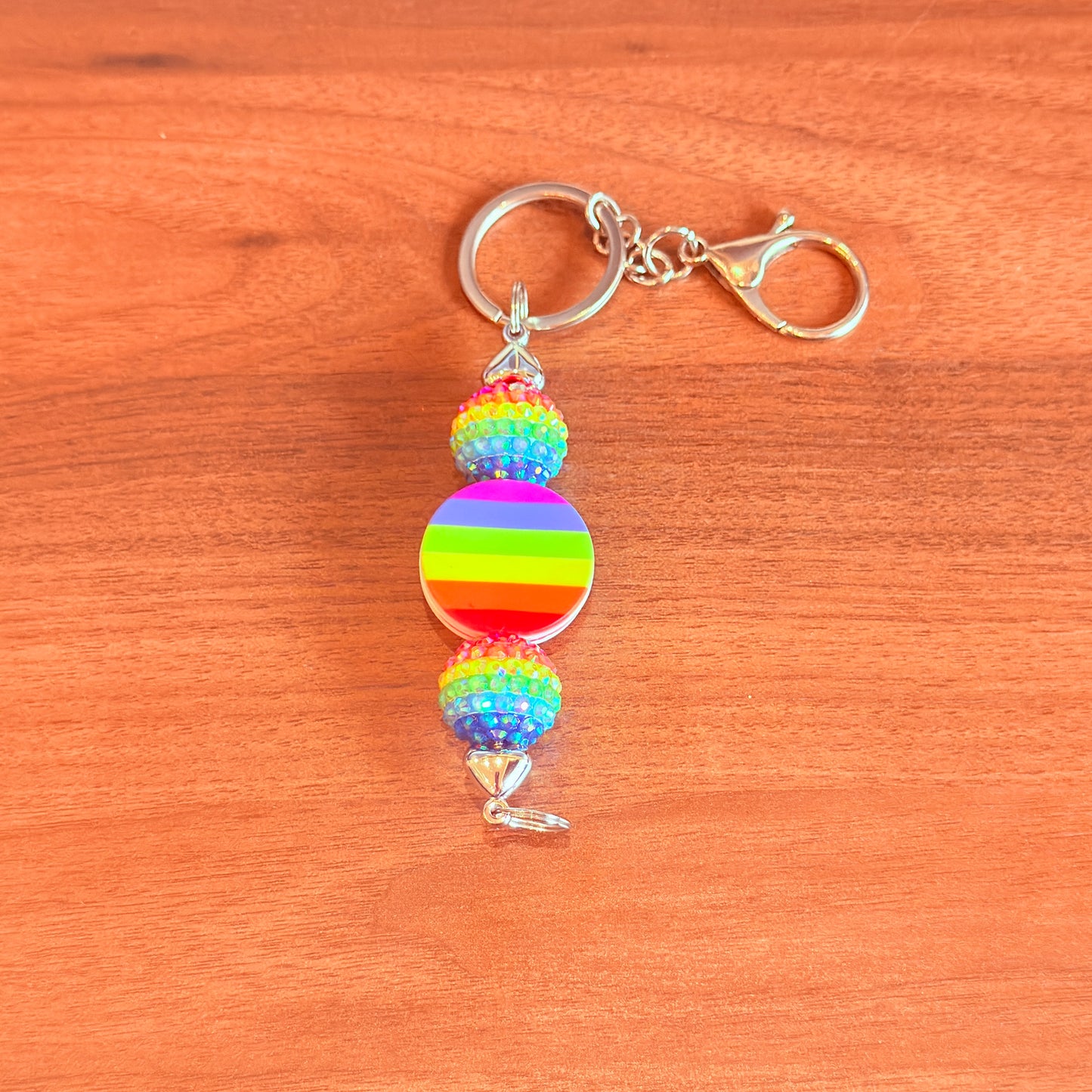 Rainbow Pride Acrylic Rhinestone Beaded Keychain