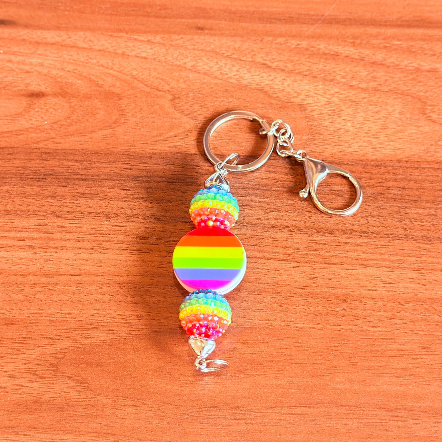 Rainbow Pride Acrylic Rhinestone Beaded Keychain
