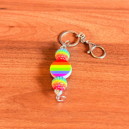 Rainbow Pride Acrylic Rhinestone Beaded Keychain