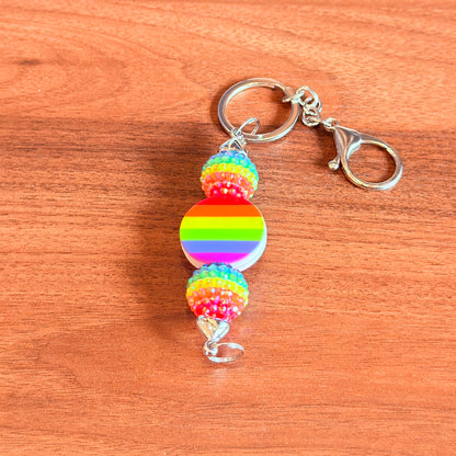 Rainbow Pride Acrylic Rhinestone Beaded Keychain
