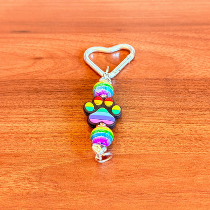 Rainbow Paw Beaded Keychain