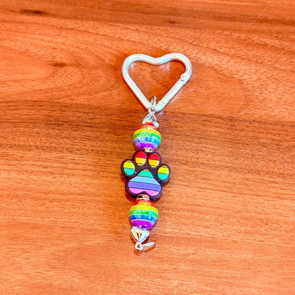 Rainbow Paw Beaded Keychain
