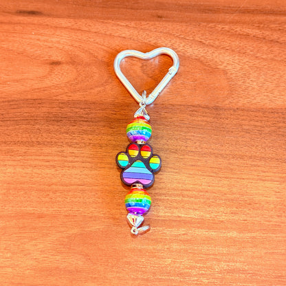 Rainbow Paw Beaded Keychain